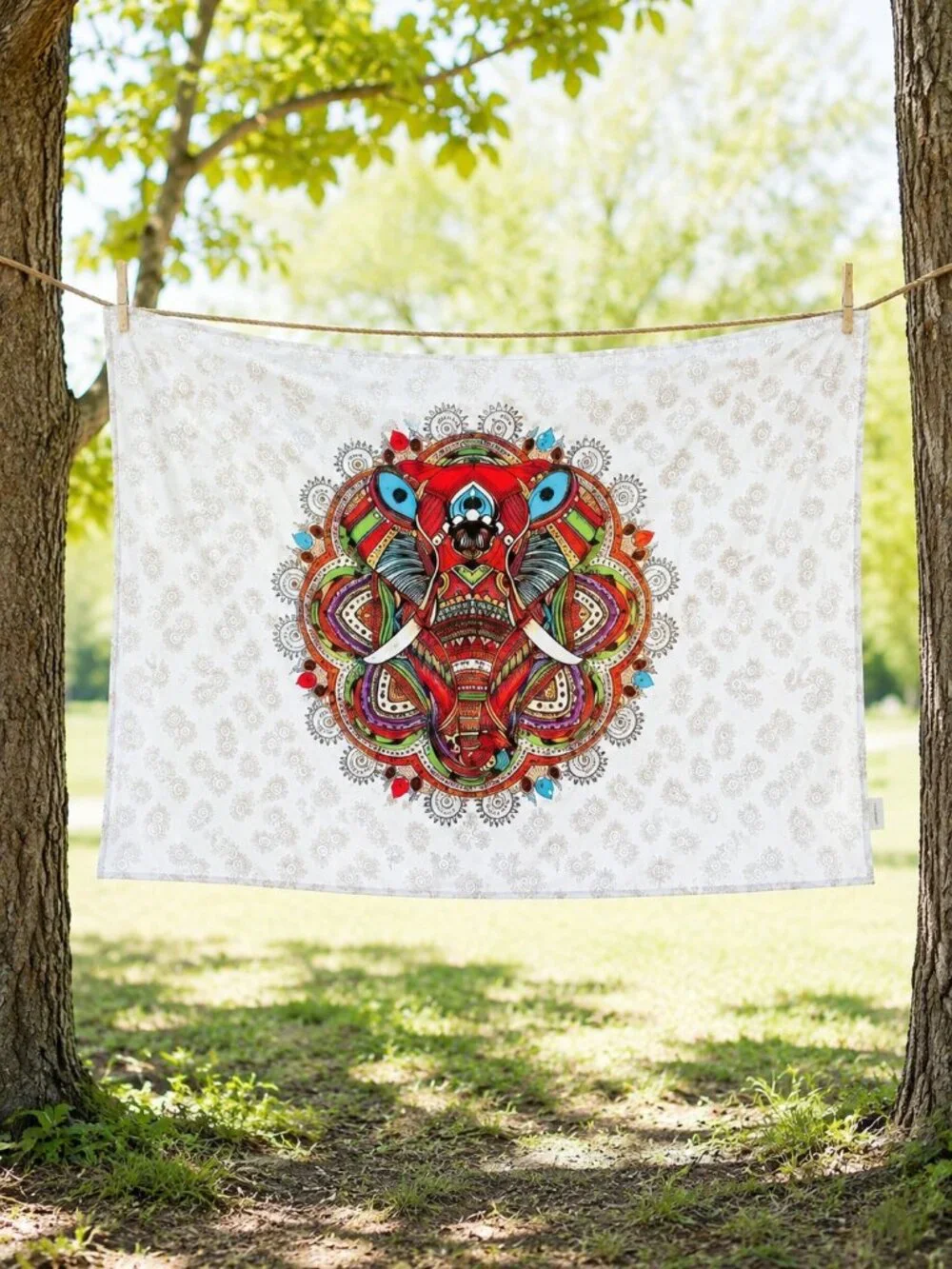 Vibrant Tapestry Colorful Boho Elephant Jungalow Style Wall Decor Bohemian NEW